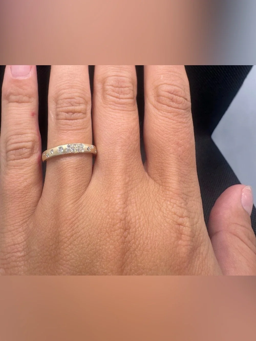 14K Yellow Gold Sandblast natural Diamond Band 0.21 CTW Size 6.5
